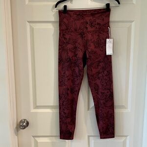 Balance Collection Oxblood Color Printed Floral Yoga Pants